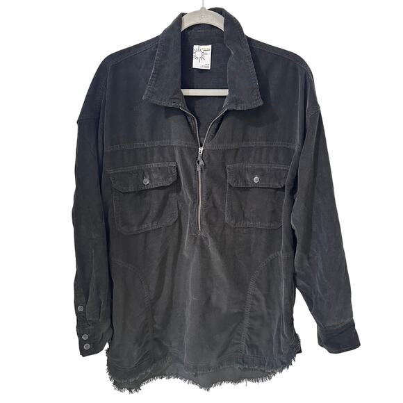 Offline by Aerie Oversized Black Corduroy 1/4 Zip Pullover Shacket Pockets, M - Picture 1 of 12